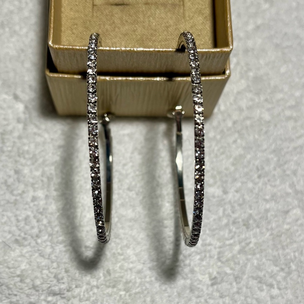 Elegant Silver Hoop Earrings with Sparkling CZs